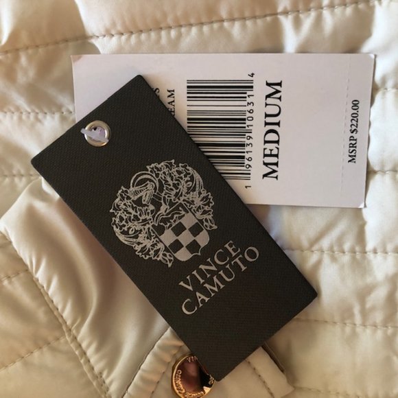 Vince Camuto Quilted Jacket Off-White w/ Gold & Gold Tone Hardware Size M- NWT - Picture 8 of 9